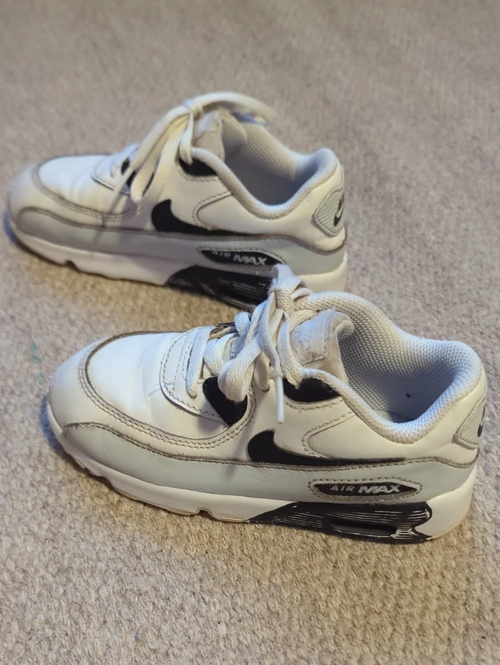 Youth Nike Air Max 90 Baby/Toddler Shoes Black/White Size 10C